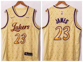 Nike Los Angeles Lakers 23 LeBron James Basketball Jersey Beige