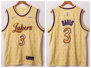 Nike Los Angeles Lakers 3 Anthony Davis Basketball Jersey Beige