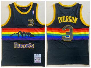 Denver Nuggets 3 Allen Iverson Basketball Jersey Black rainbow Edition