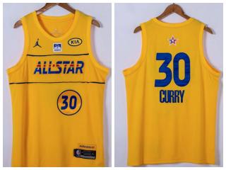 All star Jordan Golden State Warrior 30 Stephen Curry Basketball Jersey Yellow