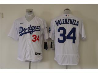 Nike Los Angeles Dodgers 34 Fernando Valenzuela Flexbase Baseball Jersey White