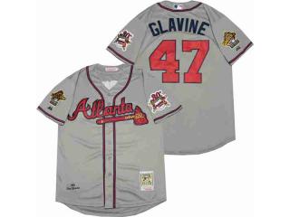 Atlanta Braves 47 Tom Glavine Baseball Jersey Gray Retro