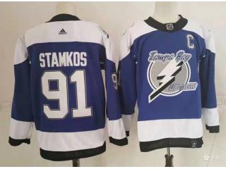 Adidas Tampa Bay Lightning 91 Steven Stamkos Ice Hockey Jersey Blue
