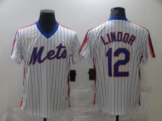 Nike New York Mets 12 Francisco Lindor Baseball Jersey White   
