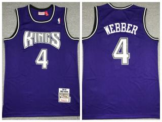 Sacramento Kings 4 Chris Webber Basketball Jersey Purple Retro