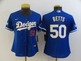 Women Nike Los Angeles Dodgers 50 Mookie Betts Baseball Jersey Blue