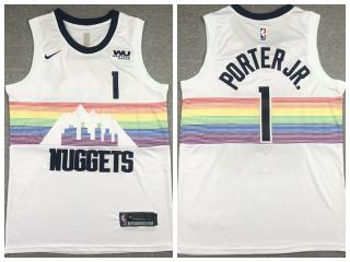 Nike Denver Nuggets 1 Michael Porter Jr. Basketball Jersey White New city version