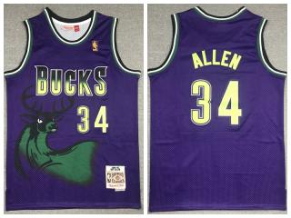 Milwaukee Bucks 34 Ray Allen Basketball Jersey Purple deer head retro