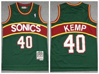 Seattle Super Sonics 40 Shawn Kemp Basketball Jersey Green Retro