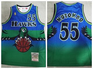 Nike Atlanta Hawks 55 Dikembe Mutombo Basketball Jersey Green Retro Eagle
