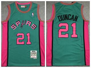San Antonio Spurs 21 Tim Duncan Basketball Jersey Green Retro