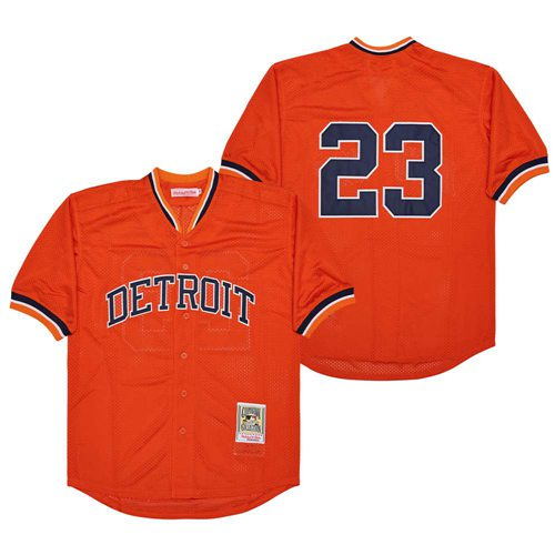 Detroit Tigers 23 Kirk Gibson Baseball Jersey Orange Mesh cloth