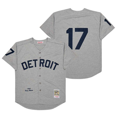 Detroit Tigers 17 NO name Baseball Jersey Gray Retro