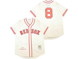 Boston Red Sox 8 Carl Yastrzemski Baseball Jersey Beige