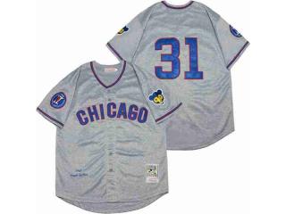 Chicago Cubs 31 Greg Maddux Baseball Jersey Gray Retro