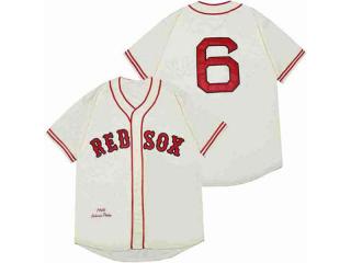 Boston Red Sox 6 Johnny Pesky Baseball Jersey Beige Retro