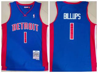 Detroit Pistons 1 Chauncey Billups Basketball Jersey Blue Retro