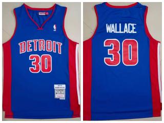 Detroit Pistons 30 Ben Wallace Basketball Jersey Blue Retro