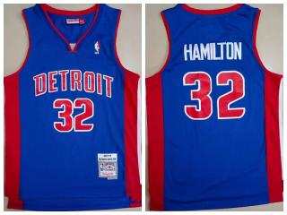 Detroit Pistons 32 Richard Hamilton Basketball Jersey Blue Retro