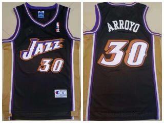 Utah Jazz 30 Carlos Arroyo Basketball Jersey Black Retro
