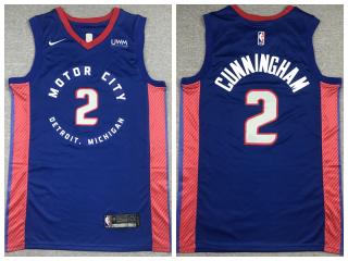 Nike Detroit Pistons 2 Cade Cunningham Basketball Jersey Blue City Edition