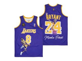 Los Angeles Lakers 8 and 24 Kobe Bryant Basketball Jersey Purple portrait Edition