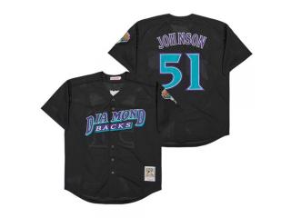 Arizona Diamondbacks 51 Randy Johnson Baseball Jersey Black Retro hole fabric