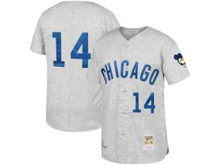Chicago Cubs 14 Ernie Banks Baseball Jersey Gray Retro