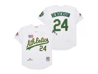 Oakland Athletics 24 Rickey Henderson Baseball Jersey White Retro