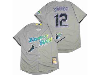 Tampa Bay Rays 12 Wade Boggs Baseball Jersey Gray Retro cave cloth