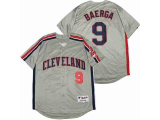 Cleveland indians 9 Carlos Baerga Baseball Jersey Gray Retro