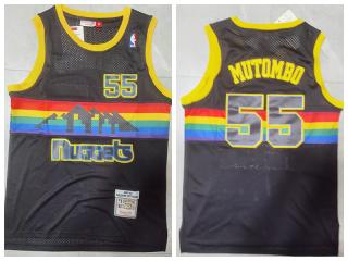 Denver Nuggets 55 Dikembe Mutombo Basketball Jersey Black rainbow edition Retro