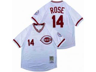 Cincinnati Reds 14 Pete Rose Baseball Jersey White Retro