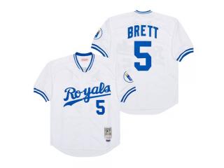 Kansas City Royals 5 George Brett Baseball Jersey White retro