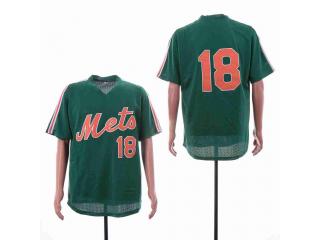 New York Mets 18 Darryl Strawberry Baseball Jersey Green retro net eye