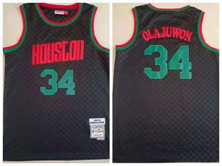 Houston Rockets 34 Hakeem Olajuwon Basketball Jersey Black