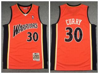 Golden State Warrior 30 Stephen Curry Basketball Jersey Orange Retro