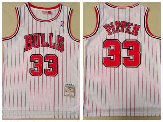 Chicago Bulls 33 Scottie Pippen Basketball Jersey White stripe Retro