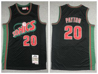 Seattle Super Sonics 20 Gary Payton Basketball Jersey Black Retro