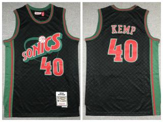 Seattle Super Sonics 40 Shawn Kemp Basketball Jersey Black Retro