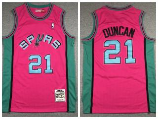 San Antonio Spurs 21 Tim Duncan Basketball Jersey Red Retro