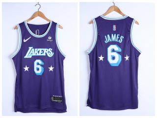 Nike Los Angeles Lakers 6 LeBron James Basketball Jersey purple 75th Anniversary Edition