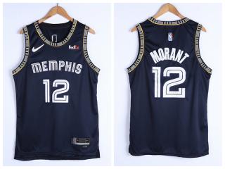 Nike Memphis Grizzlies 12 Ja Morant Basketball Jersey Navy Blue 75th Anniversary Edition