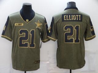Dallas Cowboys 21 Ezekiel Elliott Football Jersey New salute Gilt Character