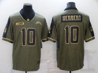 San Diego Chargers 10 Justin Herbert Football Jersey New salute Gilt Character