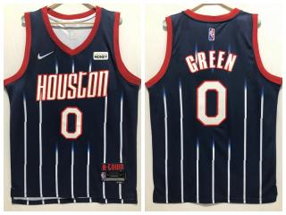 Nike Houston Rockets 0 Jalen Green Basketball Jersey Navy Blue 75th Anniversary Edition