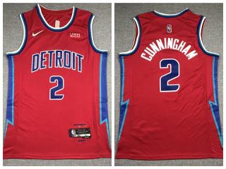 Nike Detroit Pistons 2 Cade Cunningham Basketball Jersey Red 75th Anniversary Edition