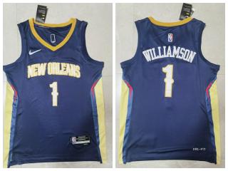 New Orleans Pelicans 1 Winning Williamson Basketball Jersey Navy Blue 75th Anniversary Edition