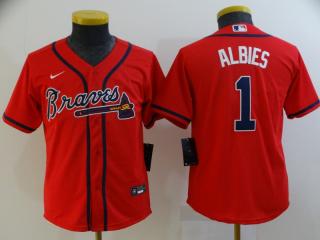 Youth Nike Atlanta Braves 1 Ozzie Albies Baseball Jersey red