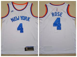 New York Knicks 4 Derrick Rose Basketball Jersey White